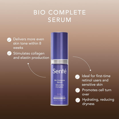 Senté Bio Complete Serum | Retinoid Serum for Sensitive Skin | Gentle, Nourishing & ﻿Hydrating | Combats Dull and Aging Skin | 1.0 Fl Oz