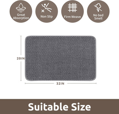 AMOAMI Chenille Bath Mat Super Absorbent Bathroom Mat Quick Dry Bath Mats for Bathroom Rubber Backed Bathroom Rugs Non Slip Washable Fit Under Door, Front of Bathtub, Sink, Darkgrey&LIGHTGREY 20"x32"