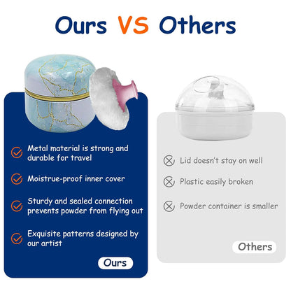 Body Powder Puff and Container for Dusting Powder, Women Powder Puff and Powder Case for Bath and Travel (Sky Gilding)