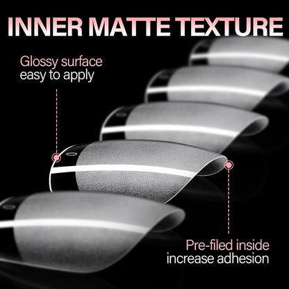 AILLSA Extra Short Square Nail Tips - 450pcs Thickened Pre-filed False Nail Tips Half Matte Nails Tips, Fake Nails for Gift