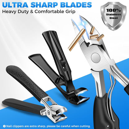2025 Toenail Clippers for Thick Toenails for Seniors, Large Angled Toe Nail Clippers for Thick Nails for Men, Heavy Duty Professional Ingrown Toenail Clippers Long Handle Nail Clippers with Catcher