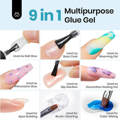 Beetles Gel Nail Kit Amond Shape - 504Pcs Gel Nail Kit Easy Nail Extension Set Etch X Nail Tips Short Medium Almond Half Matte Nail Tips 9 in 1 Nail Glue Uv Led Nail Gift for Women