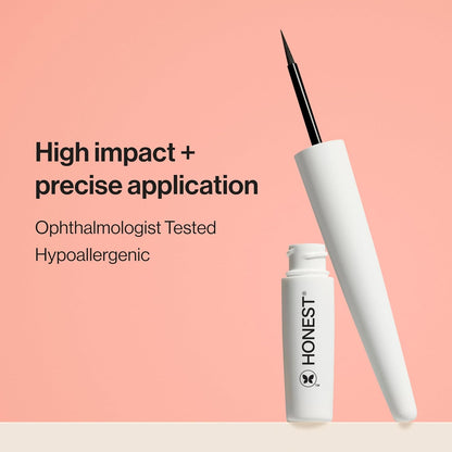 Honest Beauty Longlasting Liquid Eyeliner | Smudge + Flake Proof, Precise Application | Hypoallergenic, Vegan, + Cruelty Free | Black, 0.58 fl oz