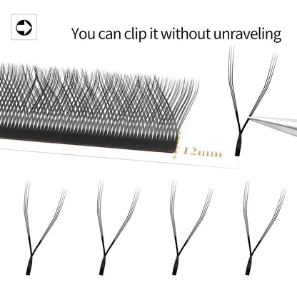 Lash Extensions 3 Tips Triple yyy Eyelash Extensions W Shape 0.07mm Thickness C Curl Mix 8-15mm Premade Fans Easy Fan Volume Lashes Matte Black Crisscross(YYY-Triple-0.07-C,8-15mm Mix)