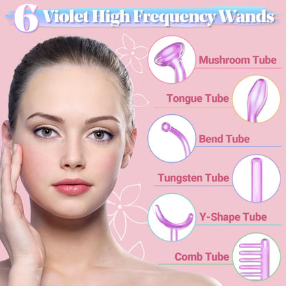 High Frequency Facial Machine - TUMAKOU Portable Handheld High Frequency Wand with 6 Pcs Violet Tubes for Face Home Use Device
