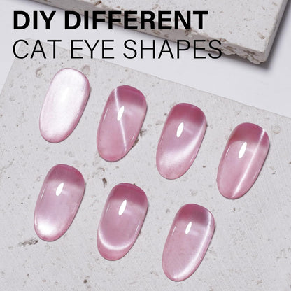 AILLSA Glass Cat Eye Gel Nail Polish, 15ml Pink Glitter Jelly Sheer Gel Polish, Translucent Magnetic Shimmer Sparkle Nail Art U V Salon 0.5 OZ GF36