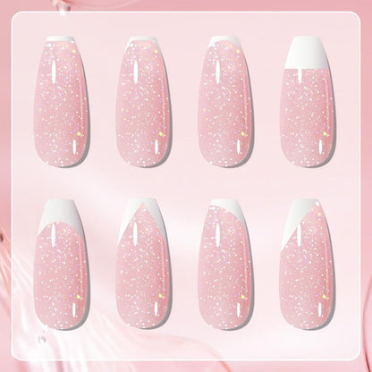 Born Pretty French Manicure Kit, Nail Stamper and 2Pcs Gel Nail Polish, Include Jelly Glitter Pink White Colors for French Tip, U V Light Cure