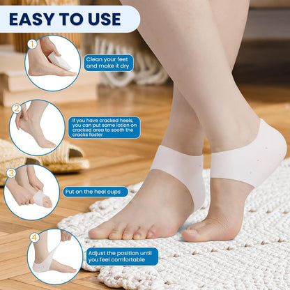 Plantar Fasciitis Gel Heel Protectors - 3 Pairs Heel Cups for Women & Men Heels Pain Relief - Heel Pads Cushions for Achilles Tendonitis Dry Cracked Heel Support Cushion