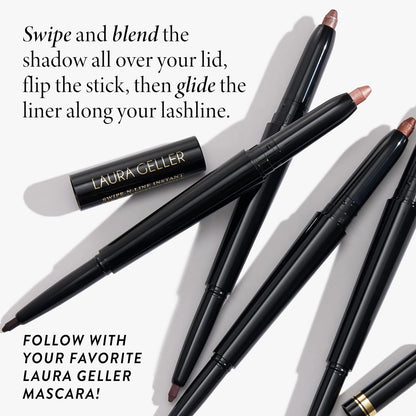 LAURA GELLER NEW YORK Swipe-n-Line Dual-Ended Eyeshadow + Eyeliner - Classic (Onyx/Champagne) - Cream Eyeshadow & Smooth Glide Eyeliner - Waterproof & Crease-free Color