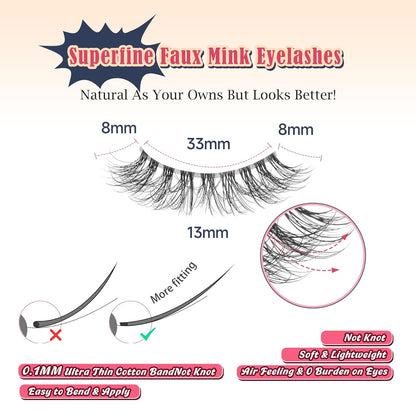 Wispy Lashes Natural Look False Eyelashes 13MM Eye Lash Pack 3D Volume Fake Eyelashes 7 Pair Siligli