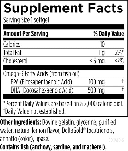 Designs for Health OmegAvail Ultra DHA - Highly Concentrated DHA Triglyceride Fish Oil, TG Fish Oil with 500mg DHA + 100mg EPA - No Fishy Aftertaste (60 Softgels)