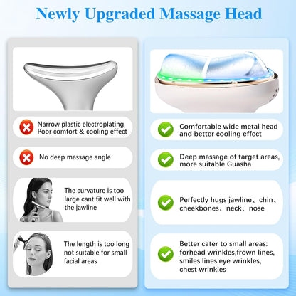 Cold Heat Facial Massager Red Light Therapy for Face Neck Eye Lifting Firming Depuffing,7-in-1 LED Facial Sculptor Skin Care,Cooling Electric gua sha Lift Device Reduce Forehead Frown Smile Line