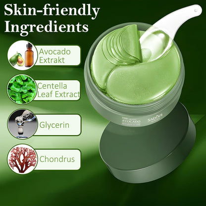 Under Eye Mask - 60Pcs Avocado Under Eye Patches for Puffy Eyes, Dark Circles, Eye Bag, Fine Lines, Wrinkles, Puffiness Reduction, Tender Smooth Eye Skin, Hydrating Eye Gel Pads with Natural Extracts