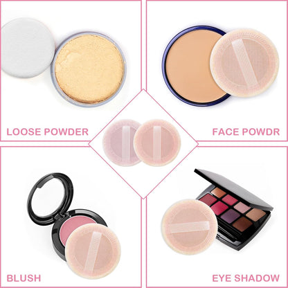 12PCS Makeup Powder Puffs Pink Cotton Powder Puffs Round Powder Puff for Makeup Face Powder Velour Puffs for Loose Powder Washable (pink+skincolor-12pcs)