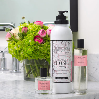 Archipelago Botanicals Charcoal Rose Lotion, Hydrating Charcoal & Rose Body Lotion for Soft & Smooth Skin, Paraben-Free, Phthalate-Free, 18 oz