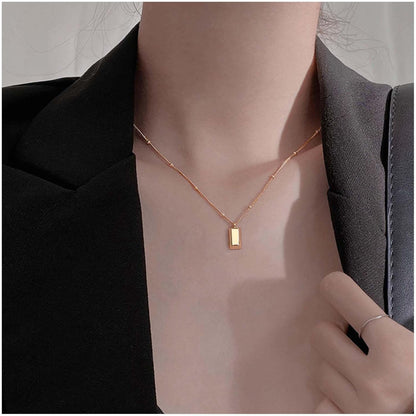Vintage Square Pendant Necklace Polish Square Necklace Square Choker Necklace Gold Ball Chain Necklace Jewelry for Women (Gold)