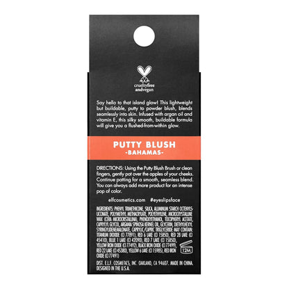 e.l.f. Putty Blush, Creamy & Ultra Pigmented Formula, Infused with Argan Oil & Vitamin E, Bahamas, 0.35 Oz (10g)