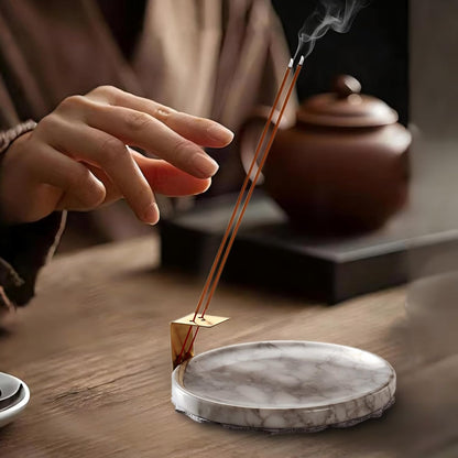 7.1-Inch Marble Incense Holder, Long Incense Holder for Sticks, Large Incense Sticks Holder for Meditation Yoga SPA, Incense Burne for Palo Santo/Sage/Cone/(Grey and White)