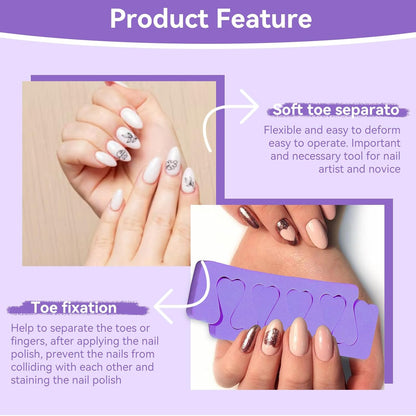 100PCS Sponge Toe Separator, Soft Toe Spreader Nail Art Finger Separator Divider Spacer Manicure Pedicure Tool for Nail Polish (Purple)