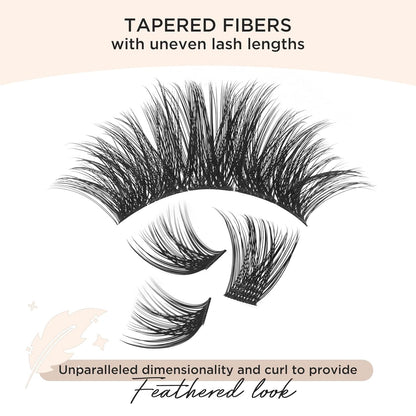 56D Cluster LashesThick Individual Eyelashes D Curl Wispy Lash Clusters Individual Russian Eyelash Extension Fake Eyelash Clusters DIY Flat Lash Extensions by PopUp