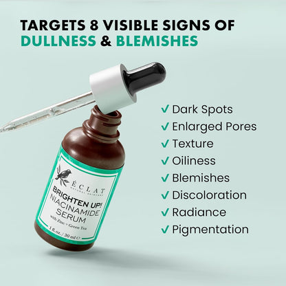 Eclat Skincare Niacinamide Serum - Pore Minimizer for Uneven Complexion - Brightening Niacinamide Serum for Face - Lightening & Moisturizing Skin Care for Dark Spots 1 fl oz