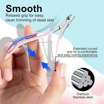 NXJ INFILILA Cuticle Trimmer, Cuticle Clippers for Women Stainless Steel Cuticle Cutter Extremely Sharp Full Jaw Cuticle Nippers Gift for Professional Nail Salon and Home Use