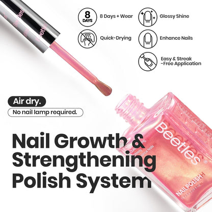 Beetles Pearl Nail Polish Set Mermaid Glow, 6 Colors Shimmer Pearl Pink Purple Quick Dry Nail Polish Long Lasting DIY Manicure Gift for Girls Women Nail Strengthener Polish