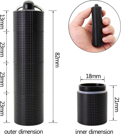PPFISH Portable Daily Pill Case, 3 Compartments Anti-Skid Aluminum Alloy Waterproof Pill Box Dispenser, Small Pocket Pill Container, Keychain Pill Fob, Travel Pill Holder for Men Women