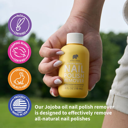 ella+mila Jojoba Nail Polish Remover Non-Acetone Nail Polish Remover - Non-Toxic Fingernail Polish Remover - Enriched With Jojoba oil & Vitamins (4 fl oz) Yellow