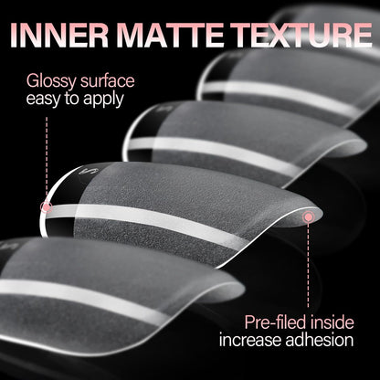 AILLSA Extra Short Square Nail Tips Full Cover Half Matte Nail Tips Clear Gelly Pre-Shaped Nails Tip Press On False Tip Extension for Home DIY Manicure Salon 216PCS 12 Sizes