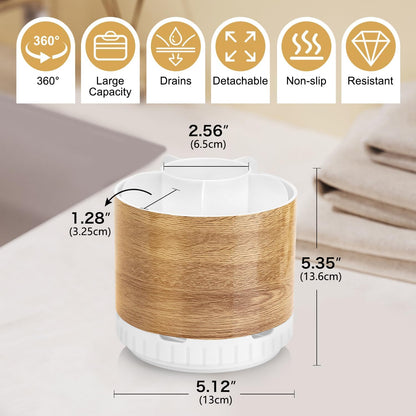 Wood Toothbrush Holders Organizers - Rotating Detachable 6 Slots Electric Toothbrush and Toothpaste Holde for Bathroom Accessories Organization Counter Vanity Sink Storage