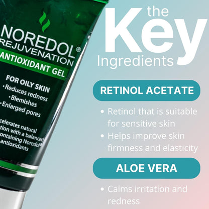 Rejuvenation Antioxidant Gel – Hydrating Gel Face Moisturizer for Women, Men, Clear, Non-Greasy, Fragrance Free, Mattifying Moisturizer for Oily Skin 2 oz.