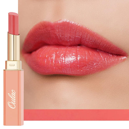 Oulac Coral Peach Red Lipstick for Women - Moisturizing Lip Stick Red, Glossy Tinted Lip Balm, Sheer Shine Juicy Finish, Lightweight and Hydrating Formula for Dry Lip Care, Vegan 2.2g/0.07oz (04)