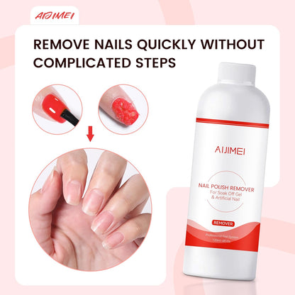 AIJIMEI Nail Polish Remover Kit, 4 Fl Oz Nail Polish Remover for Soak Off Gel Nail Polish Acrylic Nails Dipping powder Remover for Home DIY or Nail Salon