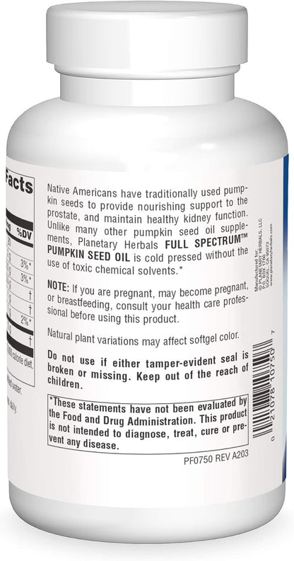 PLANETARY HERBALS Full Spectrum Pumpkin Seed Oil, Botanical Support for The Prostate*, 1,000 mg - 180 Count
