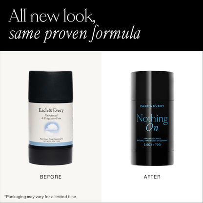 Each & Every Aluminum Free Deodorant for Men & Women - All Natural Deodorant for Sensitive Skin, EWG Verified - Clean, Baking Soda-Free, Plant-Based Fragrance, Unscented Fragrance-Free, 2.5oz
