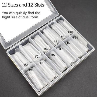 120 Pcs Dual Nail Forms,Matte Square & C-Curved Extension Poly Nail Gel Nail Molds 12 Sizes for Gel Glue, Full Cover Nail Art Design Salon & DIY