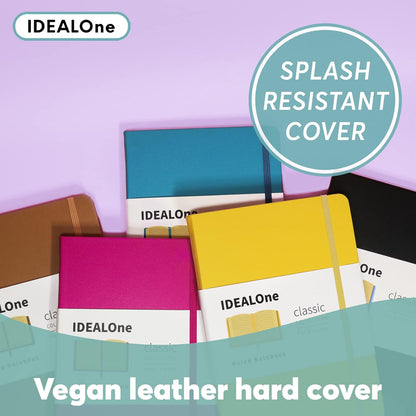 IDEALOne Black 5 pack, Hardcover Leather Journal Notebook Lined–A5 (5.7 x 8), College ruled Journaling Notebooks,160 pages, 100GSM Paper, Journal for Women,Men,Teens