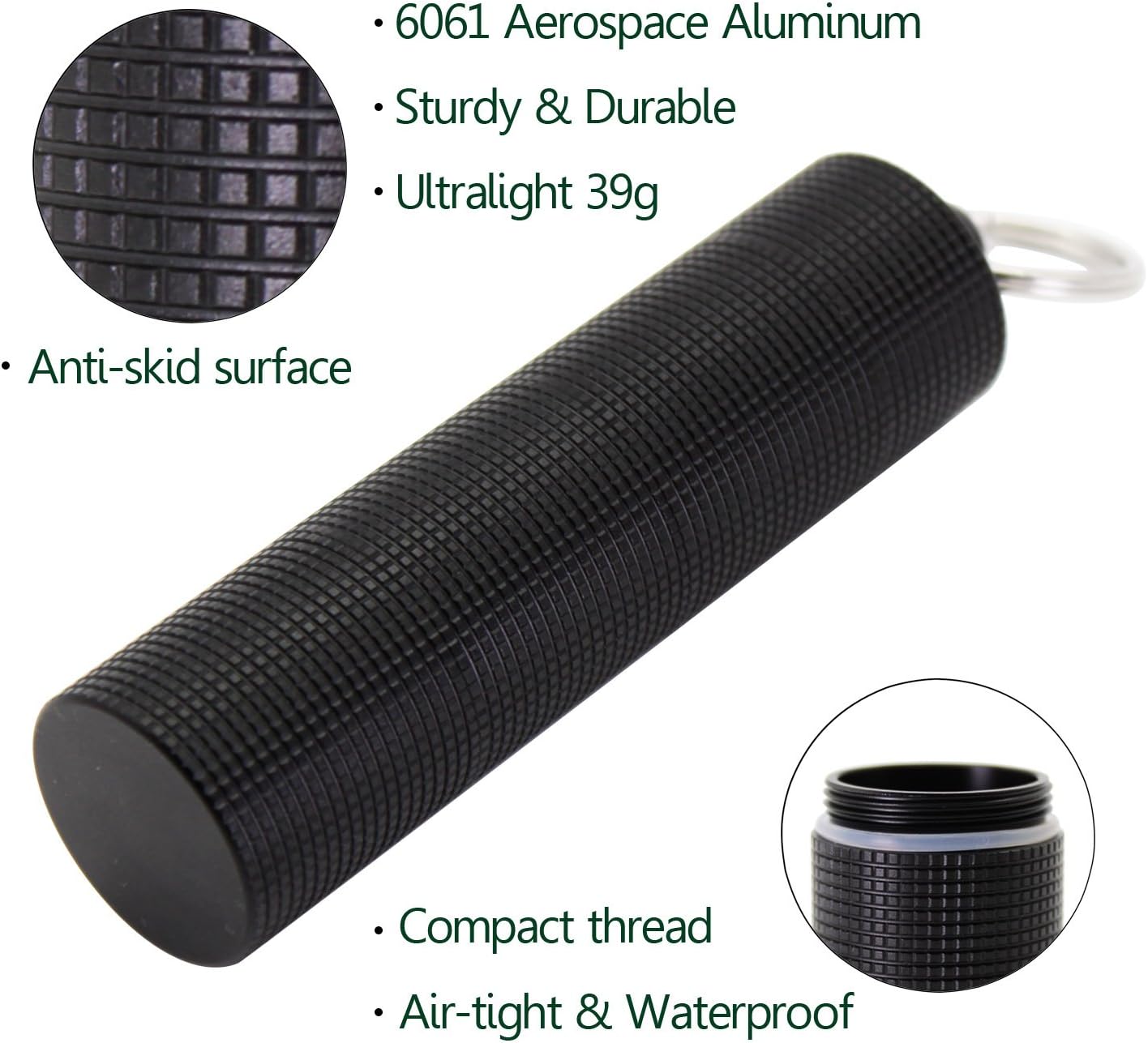 PPFISH 2 PCS Portable Daily Pill Case, 3 Compartments Aluminum Alloy Waterproof Pill Box Dispenser, Small Pocket Pill Container, Keychain Pill Fob, Travel Pill Holder for Men Women