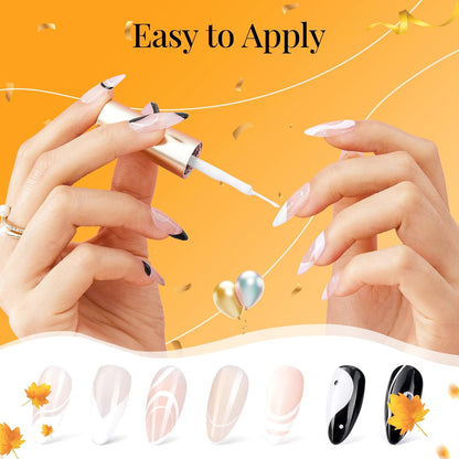 beetles Gel Polish Swirl Nail Art White Gel Liner Nail Polish 1 pcs 7ml Classic White Color Nails Art Paint for Thin French Tip Line Soak off Uv Lamp Manicure Salon