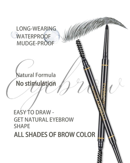 Gray Eye Brow Pencils for Women, 6Pcs Waterproof Eyebrow Pencil, 1.5mm Micro-Fine Tip & Spiral Brush with Brow Razors Perfect for Creating a Natural and Delicate Eyebrow Look Makeup