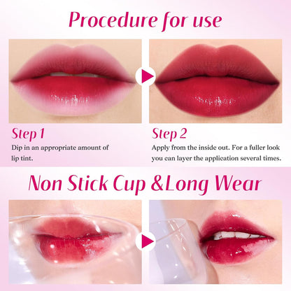 Lip Tint Stain Set, Lip Stain Long Lasting Waterproof, Lightweight, Non-sticky, Transfer-Proof, Matte Finish (fruit land)