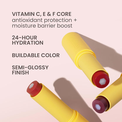 Burt's Bees Tinted Boosted Balm, Cheeky Cherry, Hydrating Tinted Lip Balm with Vitamin C, E, and F Core, 24 Hour Lip Moisturizer with Responsibly Sourced Beeswax, 100% Natural Origin, 1 Count, 0.16oz