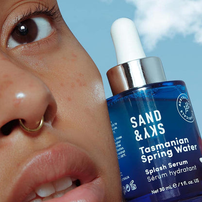 Sand & Sky Tasmanian Spring Water Hydrating Serum with Hyaluronic Acid & Probiotics - Fine Line Reducing Face Serum, Plumps Skin & Smooths Wrinkles, 1 fl oz