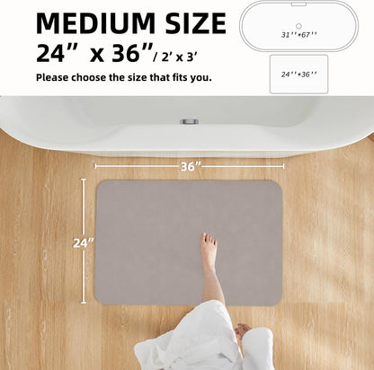 Bathroom Mat Quick Dry, Bathroom Rugs Non Slip Washable Thin Absorbent Bath Mat Fits Under Door Bathroom Floor Mat Perfect for Bath, Shower, or Sink 24"x36" Light Grey