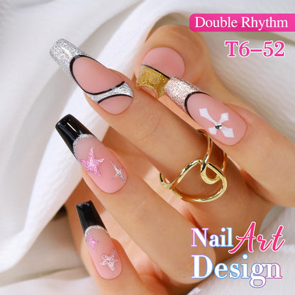 Double Rhythm 6 Pcs 15 ML Gel Liner Polish Nail Art Set Chrome Metallic Glitter Soak Off Gel Polish Kit Nail Art Manicure Salon DIY at Home for Women (Gold Silver Black White-T6-52)