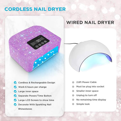 Cordless uv nail lamp, rechargeable