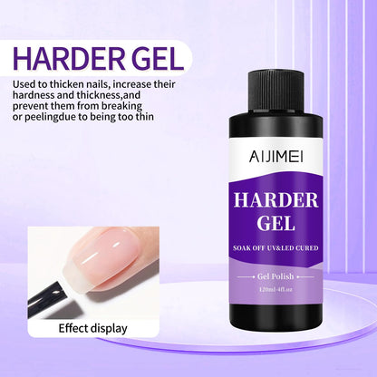AIJIMEI 120ml Harder Gel Builder Gel Nail Builder Strengthener for Nail Art Versatile Use for All Types, Fast Drying Harder Gel Extension, 4 Fl Oz
