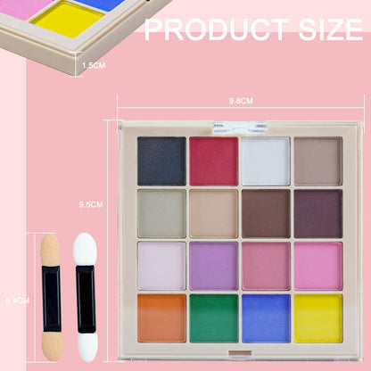 16 Colors Nail Pigment Powder Palette, Solid Pigment Powder for Nails Set Colored Nail Powder Pigmentos para Uñas, Professional Nail Art Palette Manicure DIY Accessories