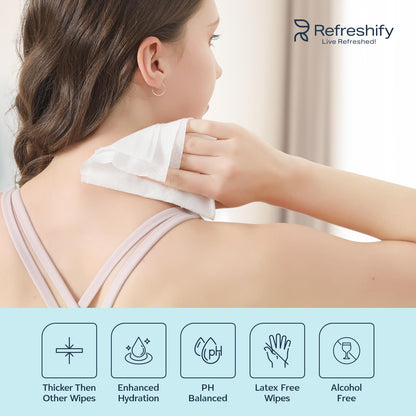 60 XL Shower Wipes – Body Wipes for Adults Bathing No Rinse – 6 Packs of 10 – Extra Moist Bath with Aloe & Vitamin E for Camping, Travel, Gym & Bedridden Care